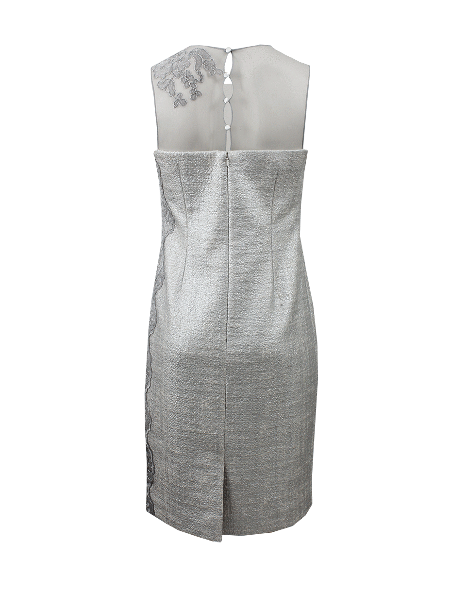 TERI JON-Metallic Dress With Lace-