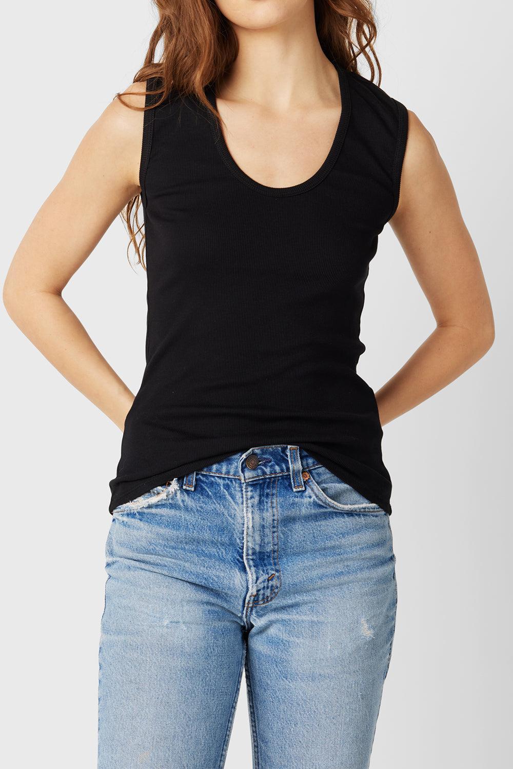 Ribbed Scoopneck Tank - Black-BLACK-0-CLOTHINGTOPTANK-The Lady & The Sailor x Marissa Collections