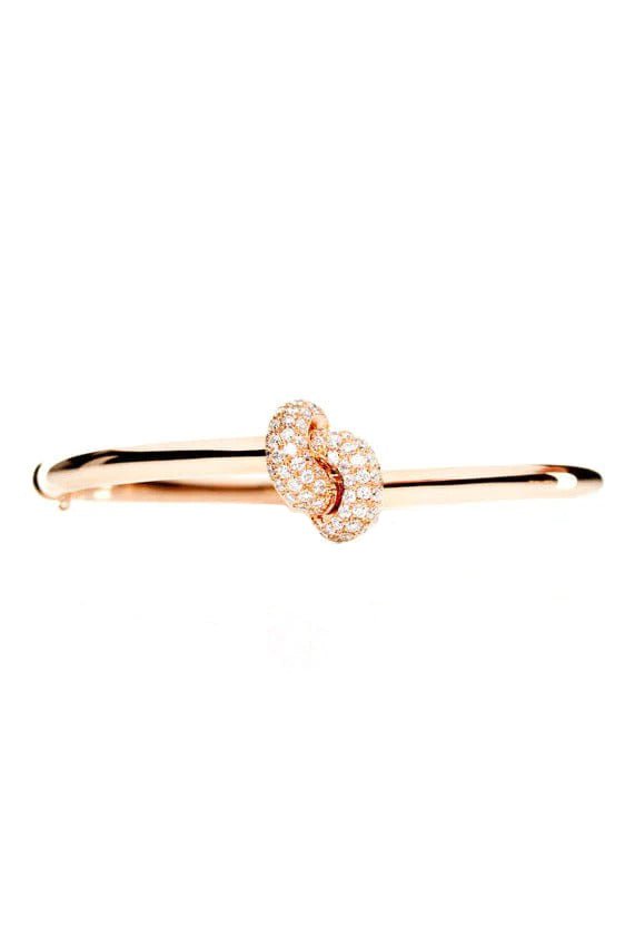 THE LOVE KNOT BY CORALIE-Thin Diamond Love Knot Bracelet-ROSE GOLD