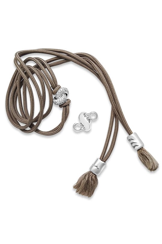 THE LOVE KNOT BY CORALIE-Taupe Cord Love Knot Bracelet-WHITE GOLD
