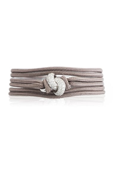 THE LOVE KNOT BY CORALIE-Taupe Cord Love Knot Bracelet-WHITE GOLD