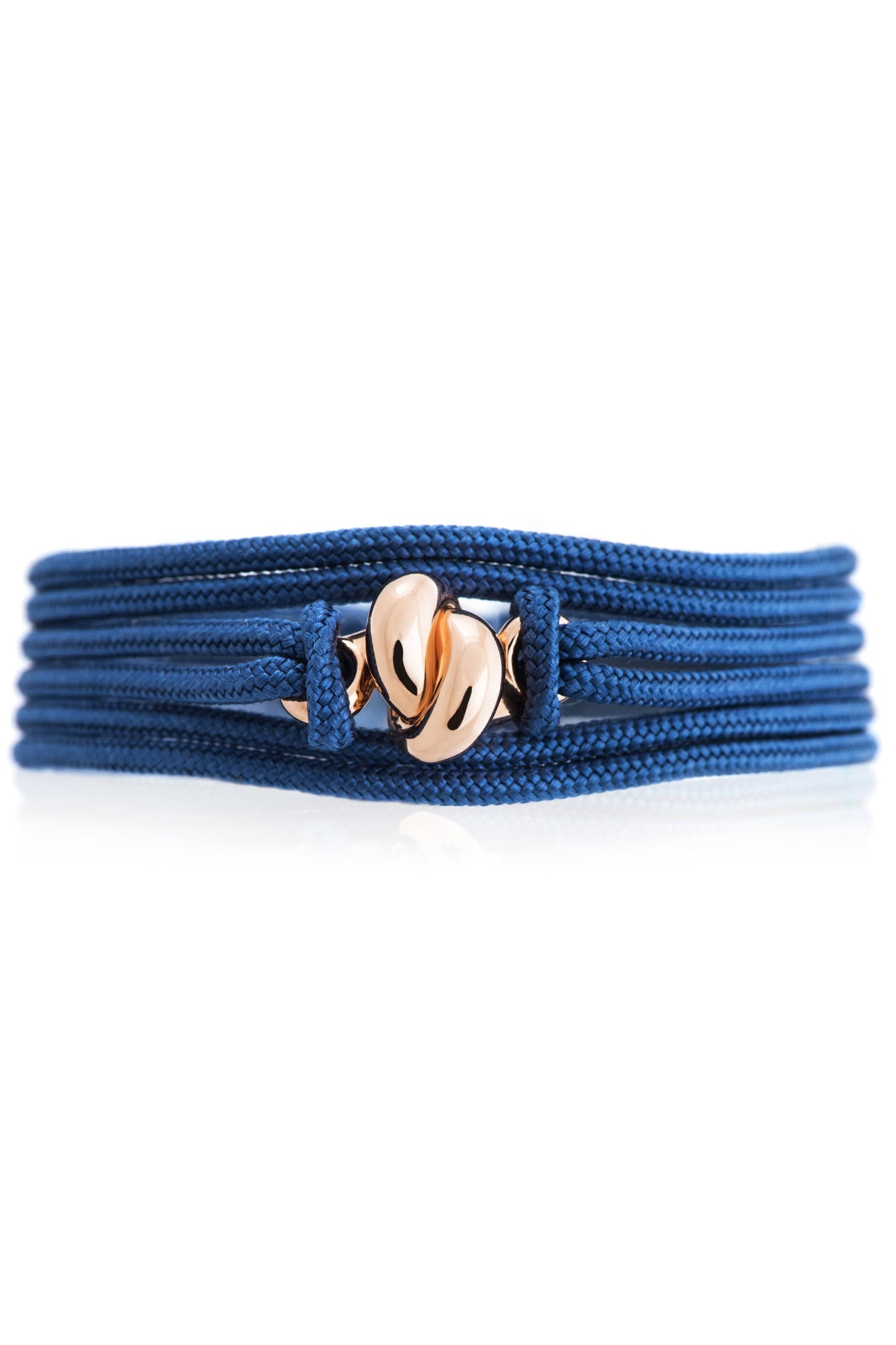 THE LOVE KNOT BY CORALIE-Blue Cord Love Knot Bracelet-YELLOW GOLD
