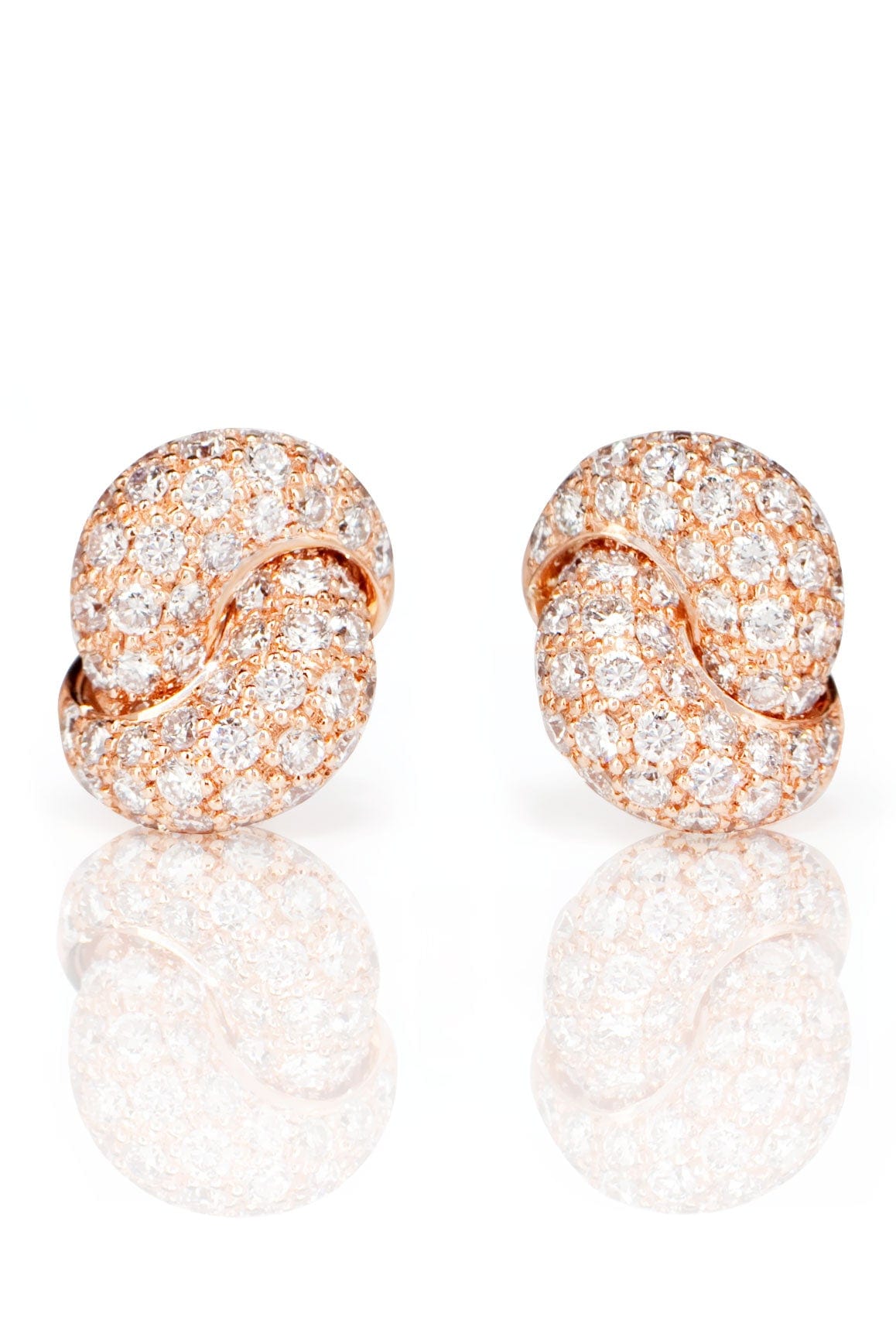 THE LOVE KNOT BY CORALIE-Diamond Love Knot Earrings-ROSE GOLD