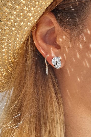 THE LOVE KNOT BY CORALIE-Diamond Love Knot Earrings-WHITE GOLD