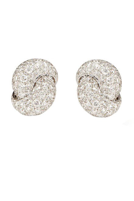 THE LOVE KNOT BY CORALIE-Diamond Love Knot Earrings-WHITE GOLD