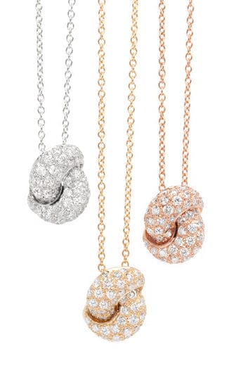 THE LOVE KNOT BY CORALIE-Rose Gold Diamond Love Knot Necklace-ROSE GOLD