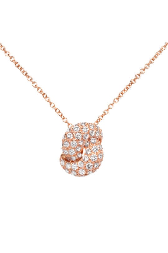 THE LOVE KNOT BY CORALIE-Rose Gold Diamond Love Knot Necklace-ROSE GOLD