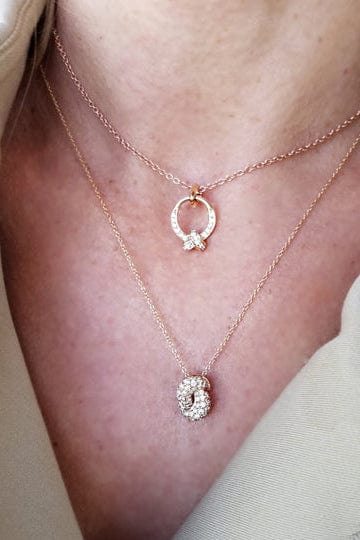 THE LOVE KNOT BY CORALIE-White Gold Diamond Love Knot Necklace-WHITE GOLD