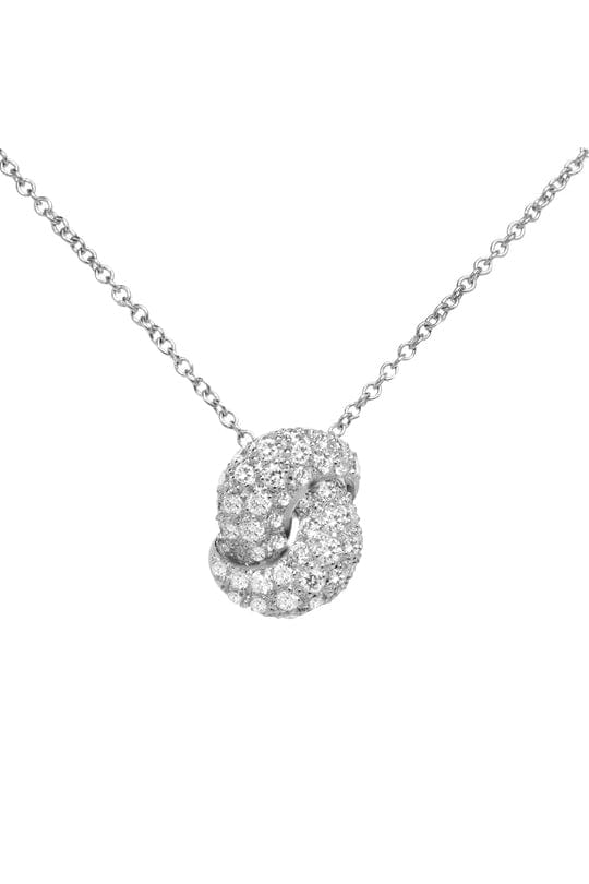 THE LOVE KNOT BY CORALIE-White Gold Diamond Love Knot Necklace-WHITE GOLD