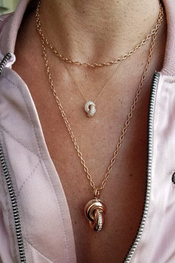 THE LOVE KNOT BY CORALIE-Yellow Gold Diamond Love Knot Necklace-YELLOW GOLD
