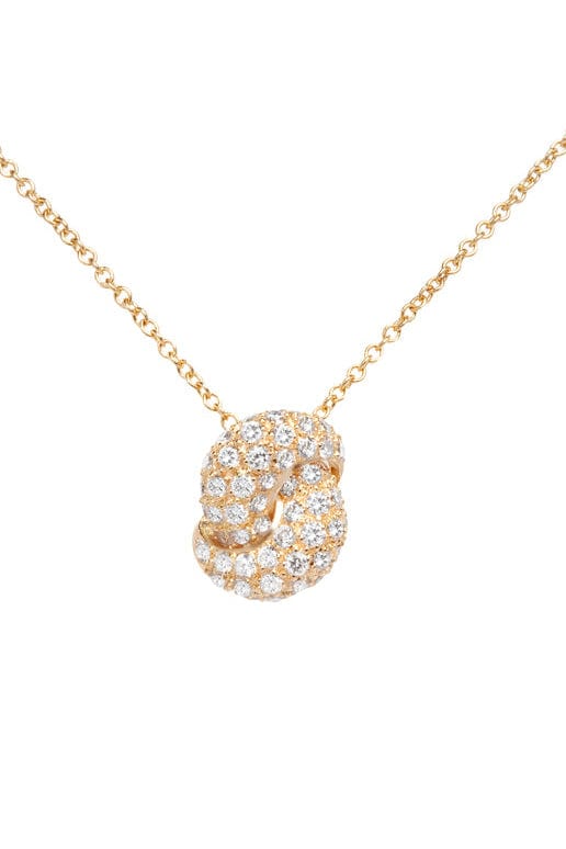 THE LOVE KNOT BY CORALIE-Yellow Gold Diamond Love Knot Necklace-YELLOW GOLD