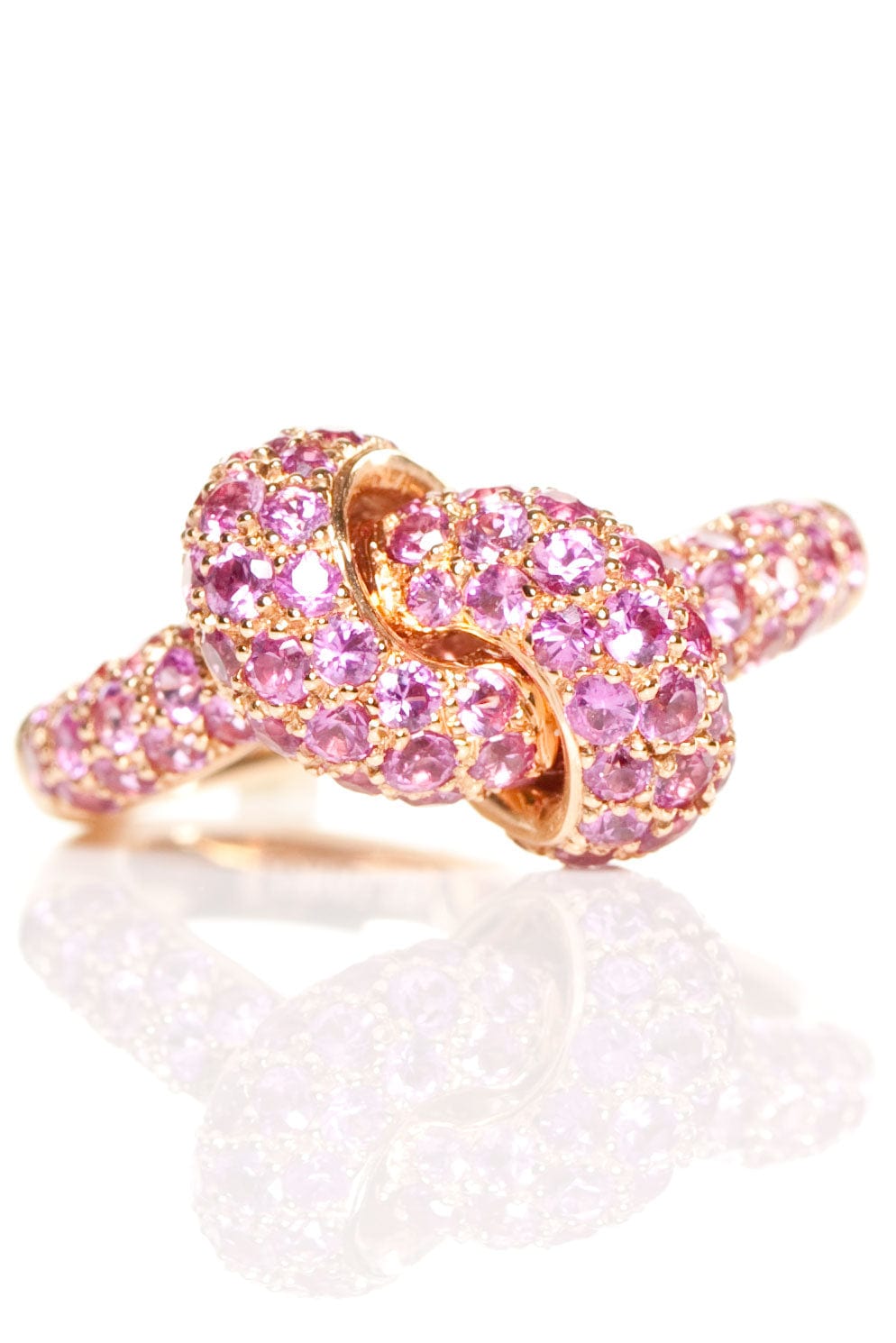 THE LOVE KNOT BY CORALIE-Pink Sapphire Love Knot Ring-ROSE GOLD