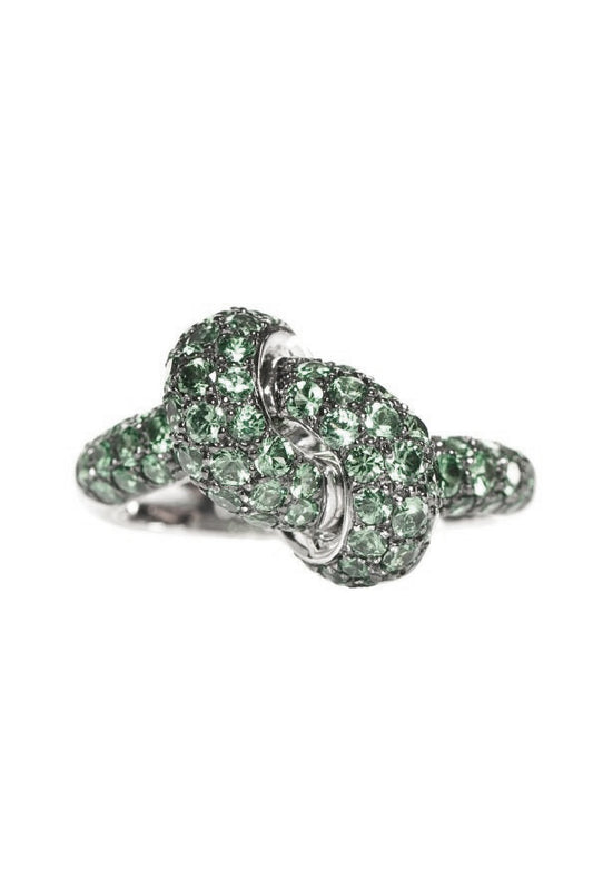 Green Sapphire Love Knot Ring-WHITE GOLD-4.5-JEWELRYFINE JEWELRING-THE LOVE KNOT BY CORALIE