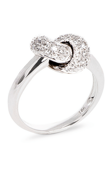 THE LOVE KNOT BY CORALIE-Diamond and White Gold Love Knot Ring-WHITE GOLD