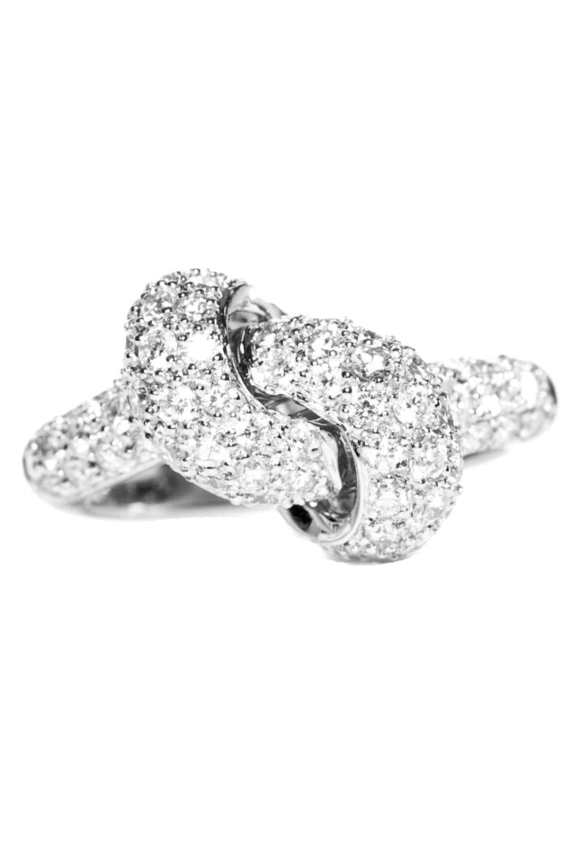 THE LOVE KNOT BY CORALIE-White Gold Diamond Love Knot Ring-WHITE GOLD