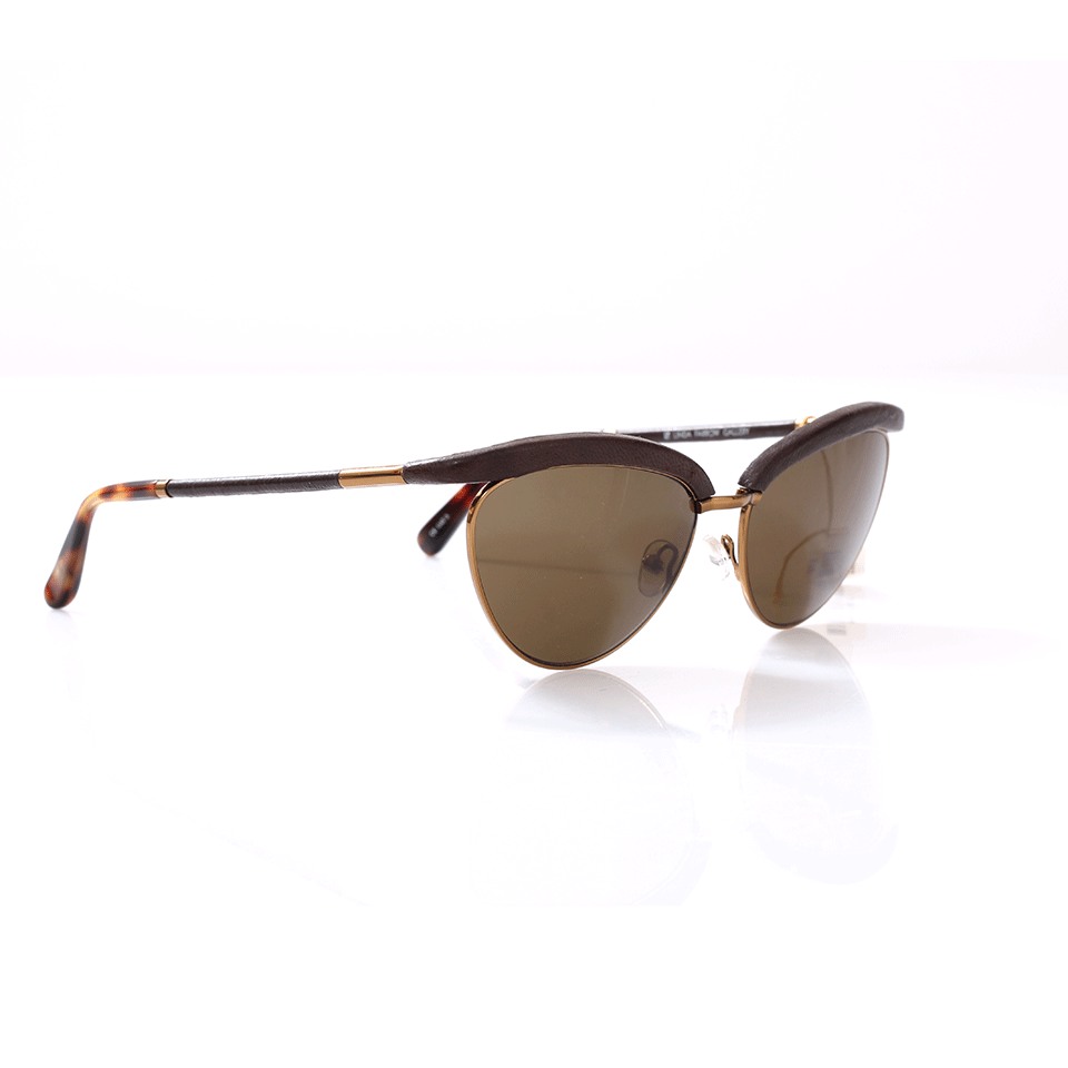 THE ROW-Leather Sunglasses-WALNUT