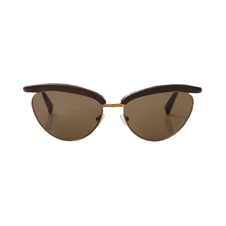 THE ROW-Leather Sunglasses-WALNUT
