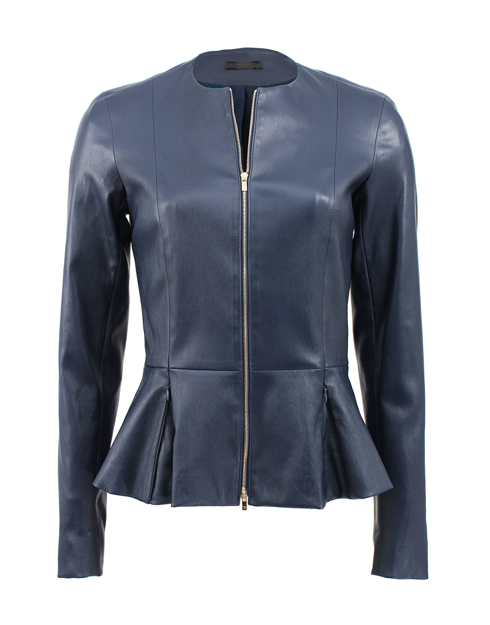 THE ROW-Crewneck Leather Jacket-
