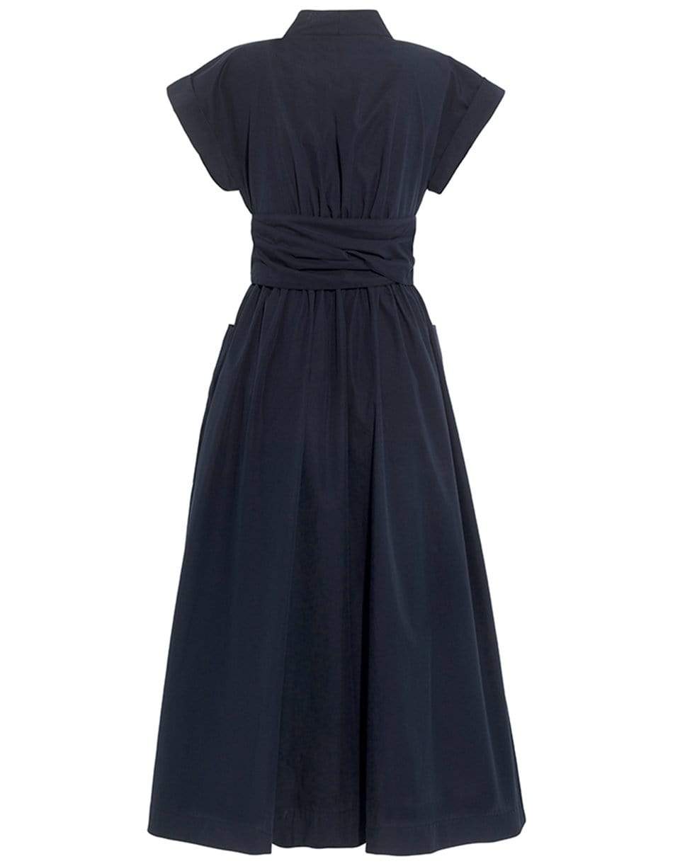 THREE GRACES LONDON-Navy Clarissa Cotton Poplin Classic Midi Dress-