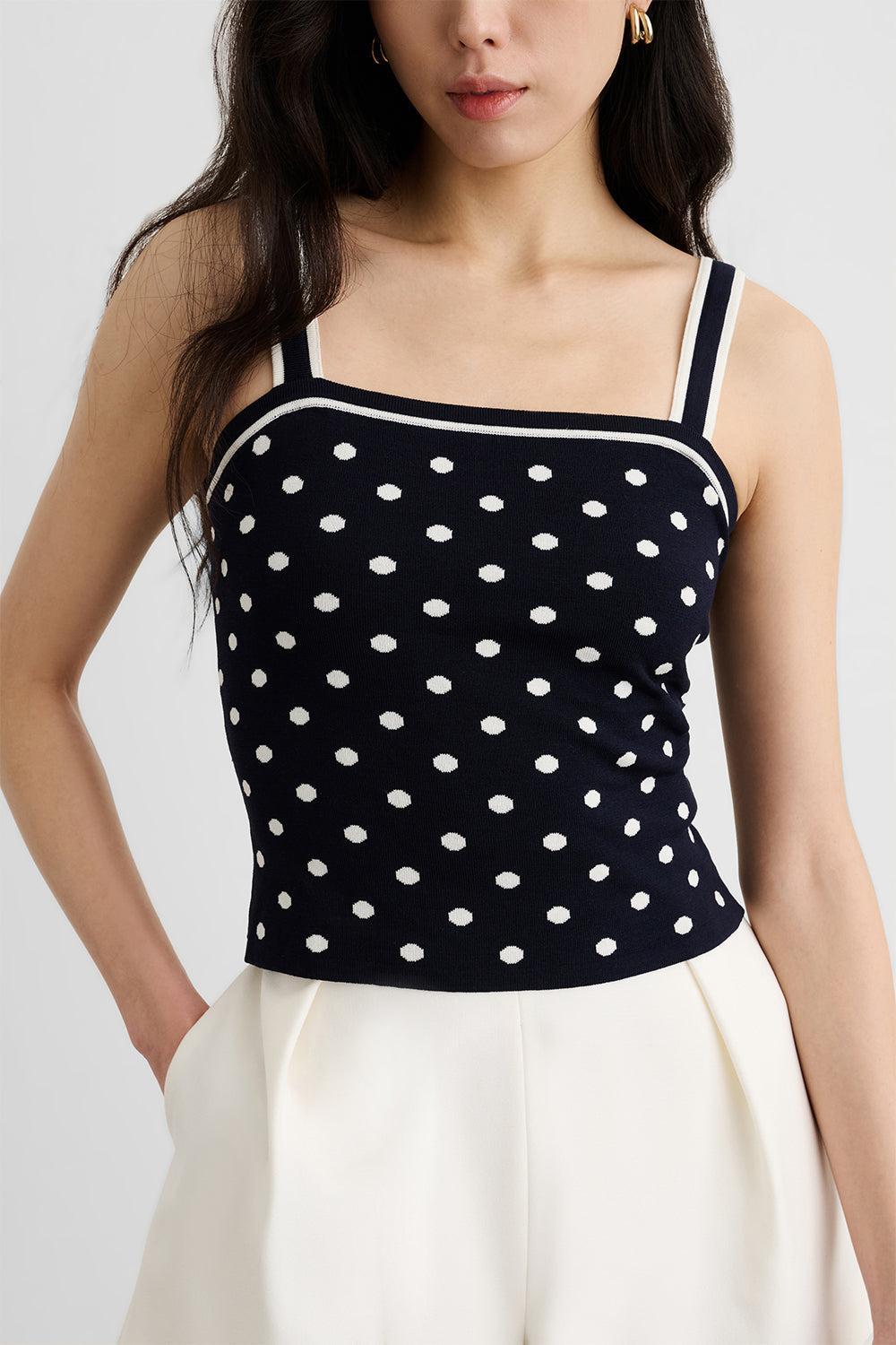 Avalon Knit Cami-POLKADOT-XS-CLOTHINGTOPTANK-TOCCIN