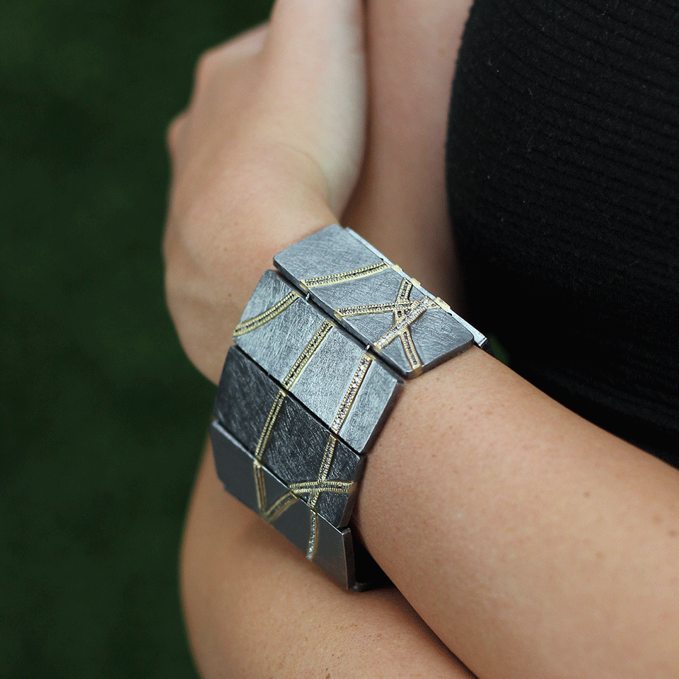 TODD REED-Diamond Panel Bracelet-SILVER
