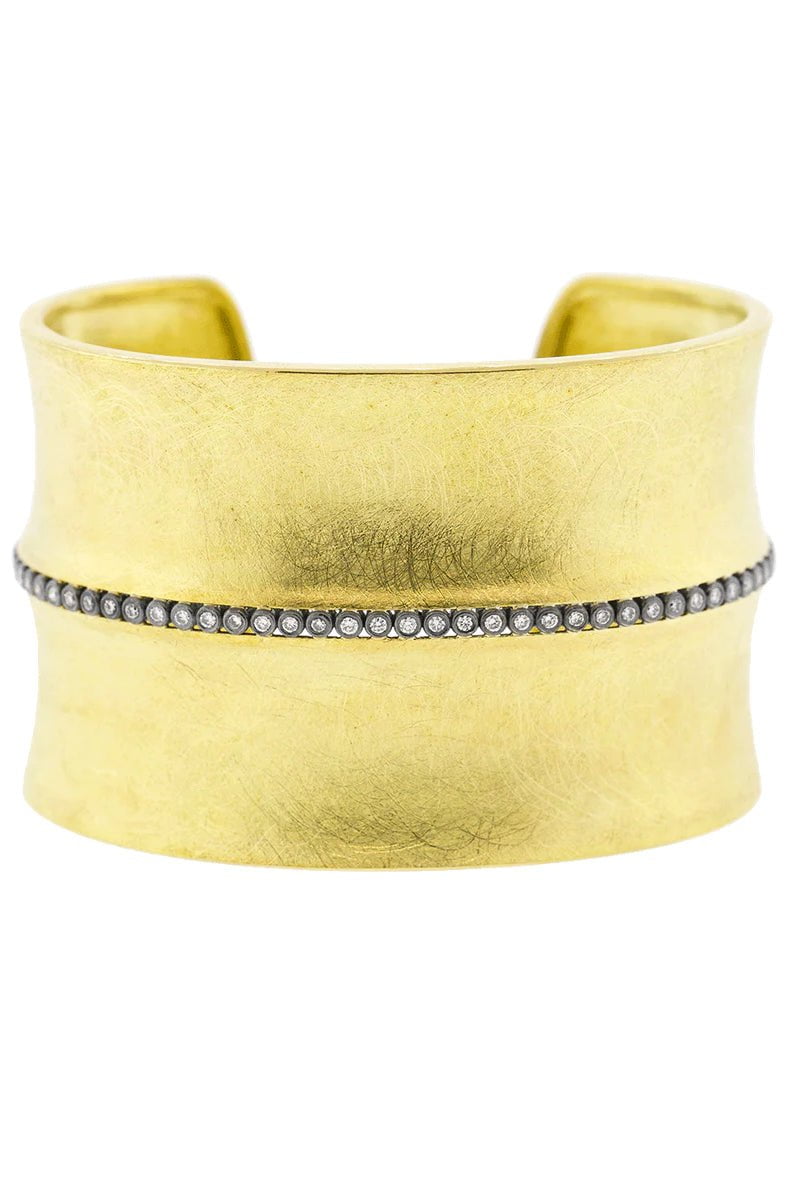 TODD REED-Diamond Line Wide Gold Cuff-YELLOW GOLD