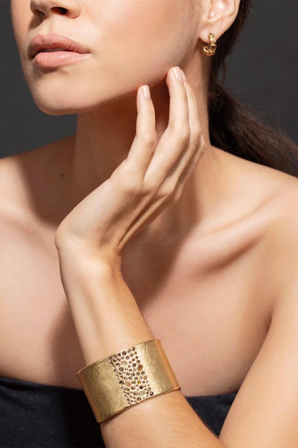 TODD REED-Natural Diamond Mix Cuff-YELLOW GOLD