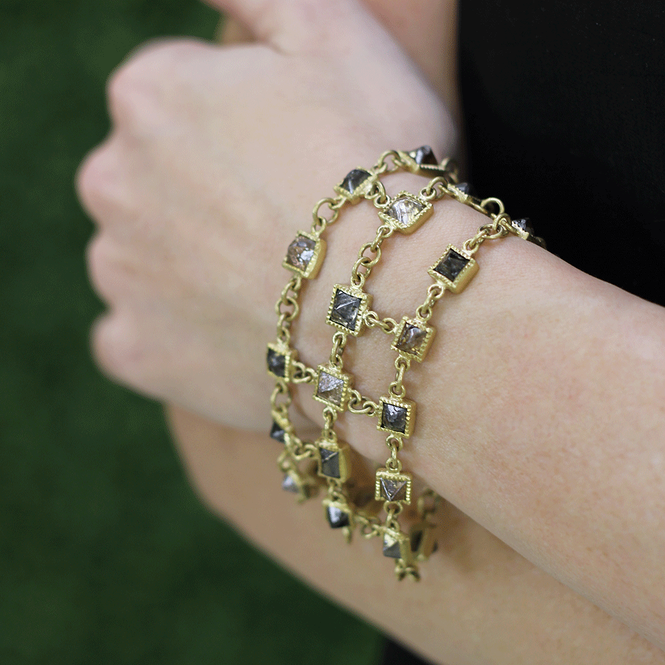 TODD REED-Octahedron Diamond Chain Bracelet-YELLOW GOLD
