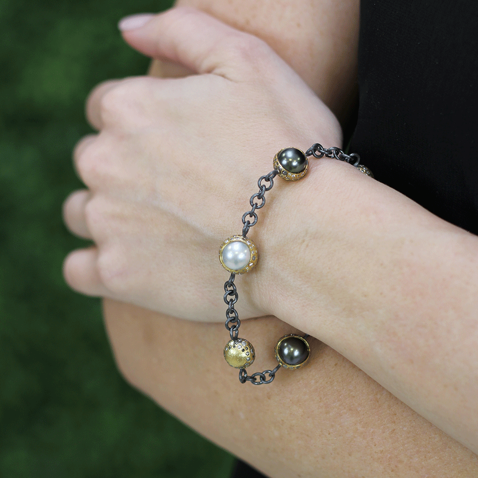 TODD REED-Tahitian Pearl Stationary Bracelet-YELLOW GOLD