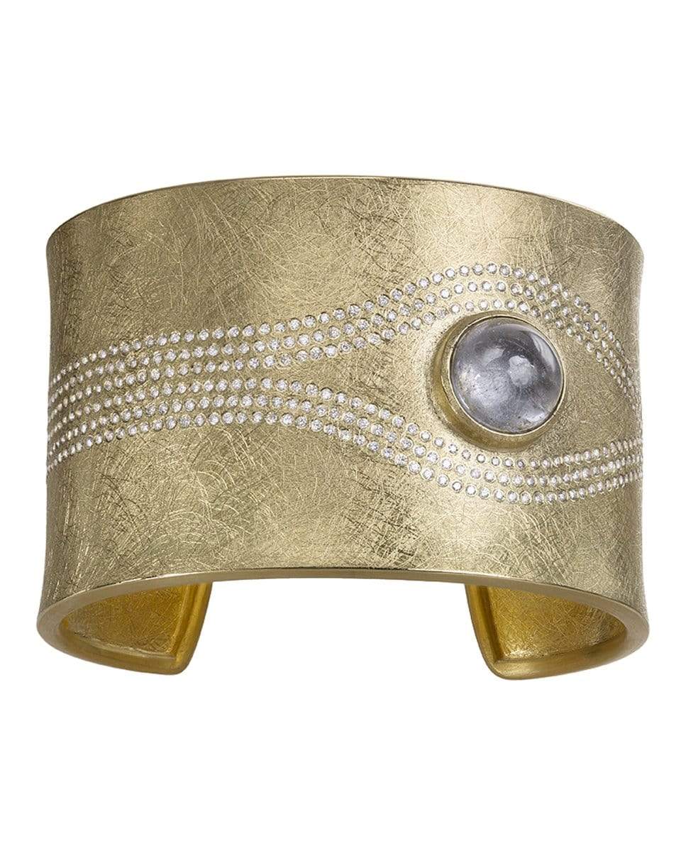 TODD REED-White Brilliant Diamond Spinnel Cuff-YELLOW GOLD