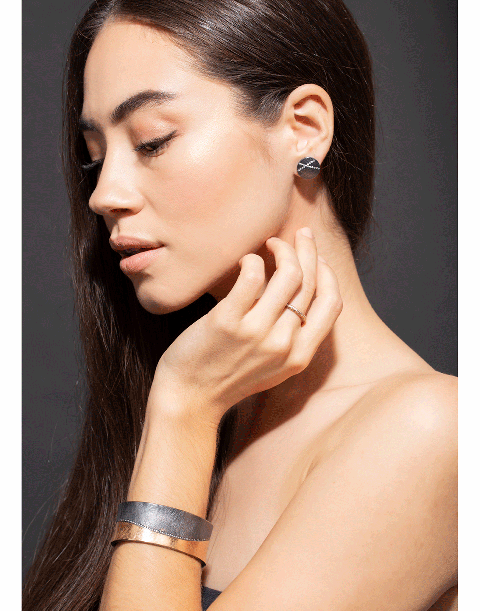 TODD REED-Diamond Line Silver Cuff Bracelet-ROSE GOLD