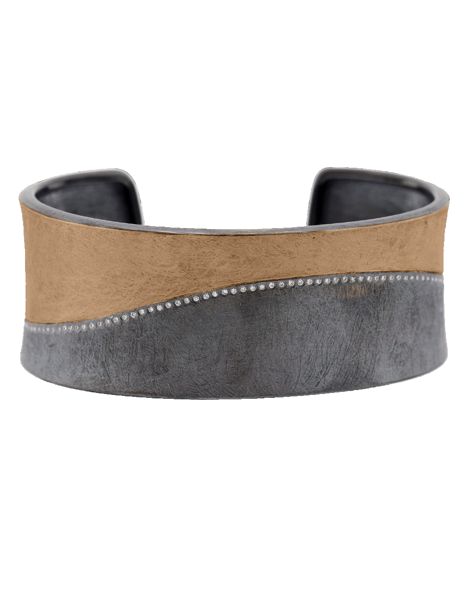 TODD REED-Diamond Line Silver Cuff Bracelet-ROSE GOLD