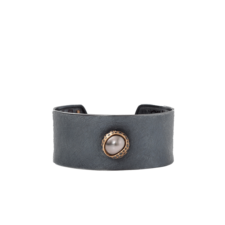 TODD REED-Black Tahitian Pearl Cuff-SILVER