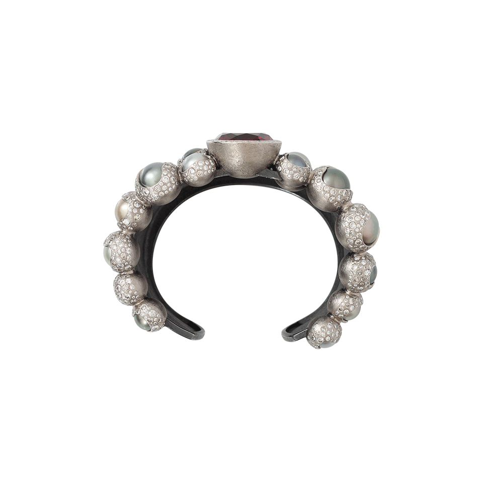 TODD REED-Garnet And Tahitian Pearl Cuff-SILVER