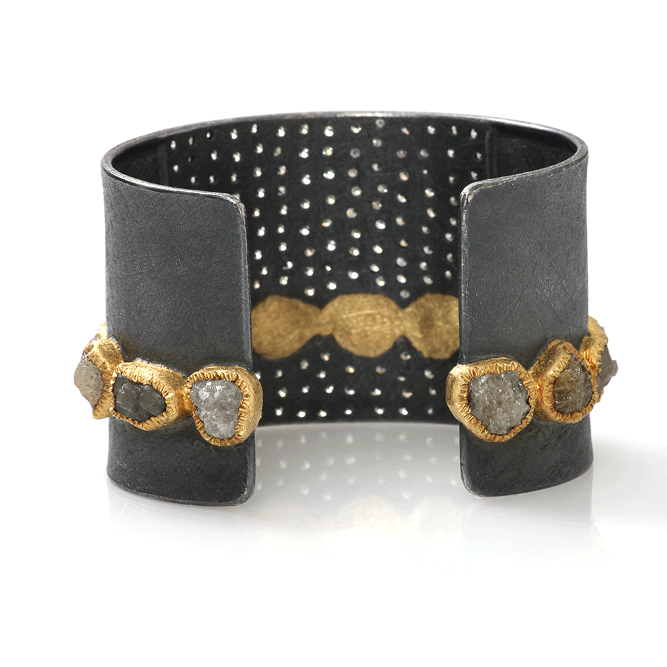 TODD REED-Raw Diamond Sprinkle Cuff-SILVER