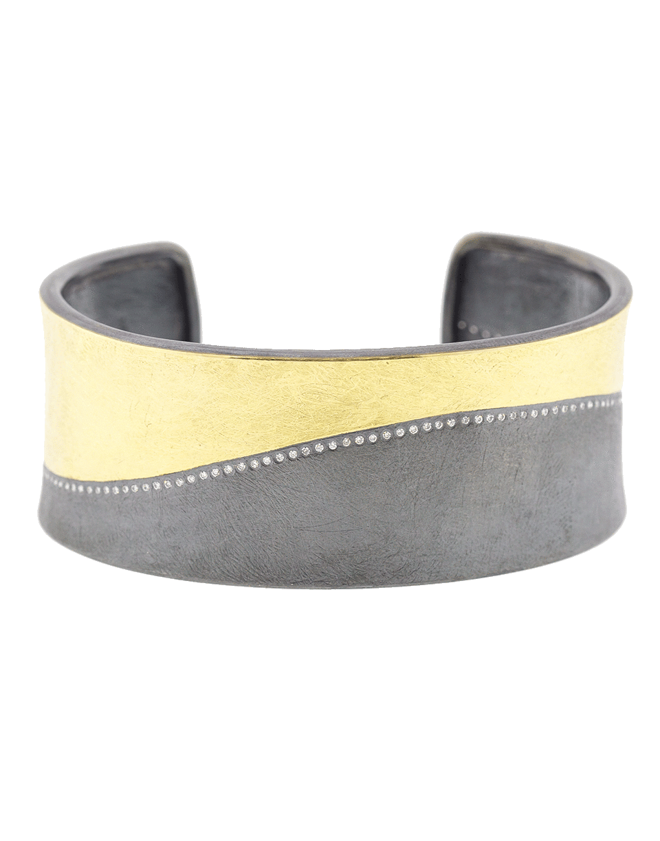 TODD REED-Diamond Line Silver Cuff Bracelet-YELLOW GOLD