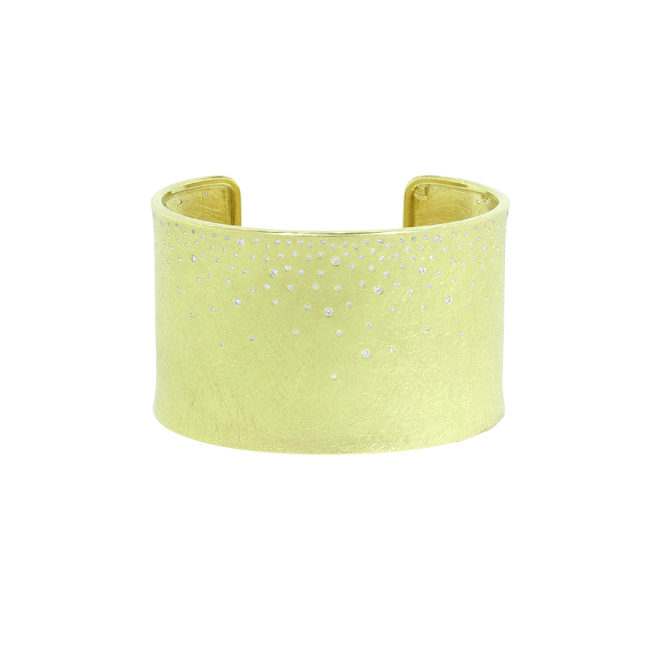 TODD REED-Wide Diamond Sprinkle Cuff-YELLOW GOLD