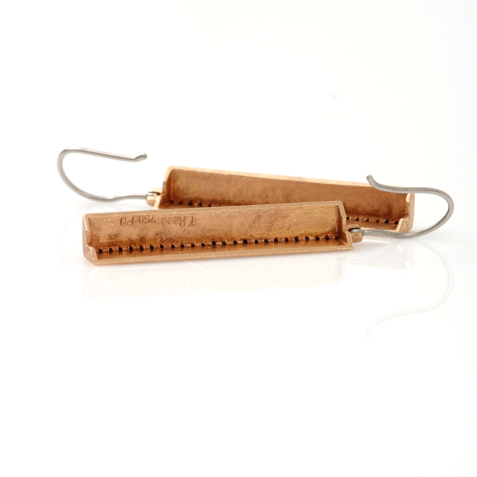 TODD REED-Bar Earrings With Black Diamonds-ROSE GOLD