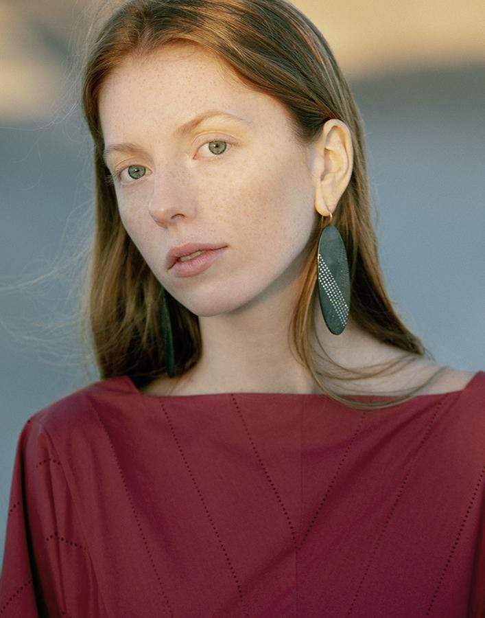 TODD REED-Black and White Diamond Drop Earring-SILVER