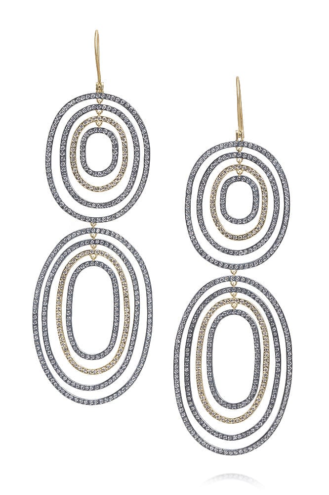 TODD REED-Diamond Circles Drop Earrings-SILVER