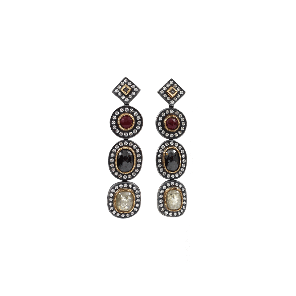 TODD REED-Ruby And Fancy Diamond Drop Earrings-SILVER