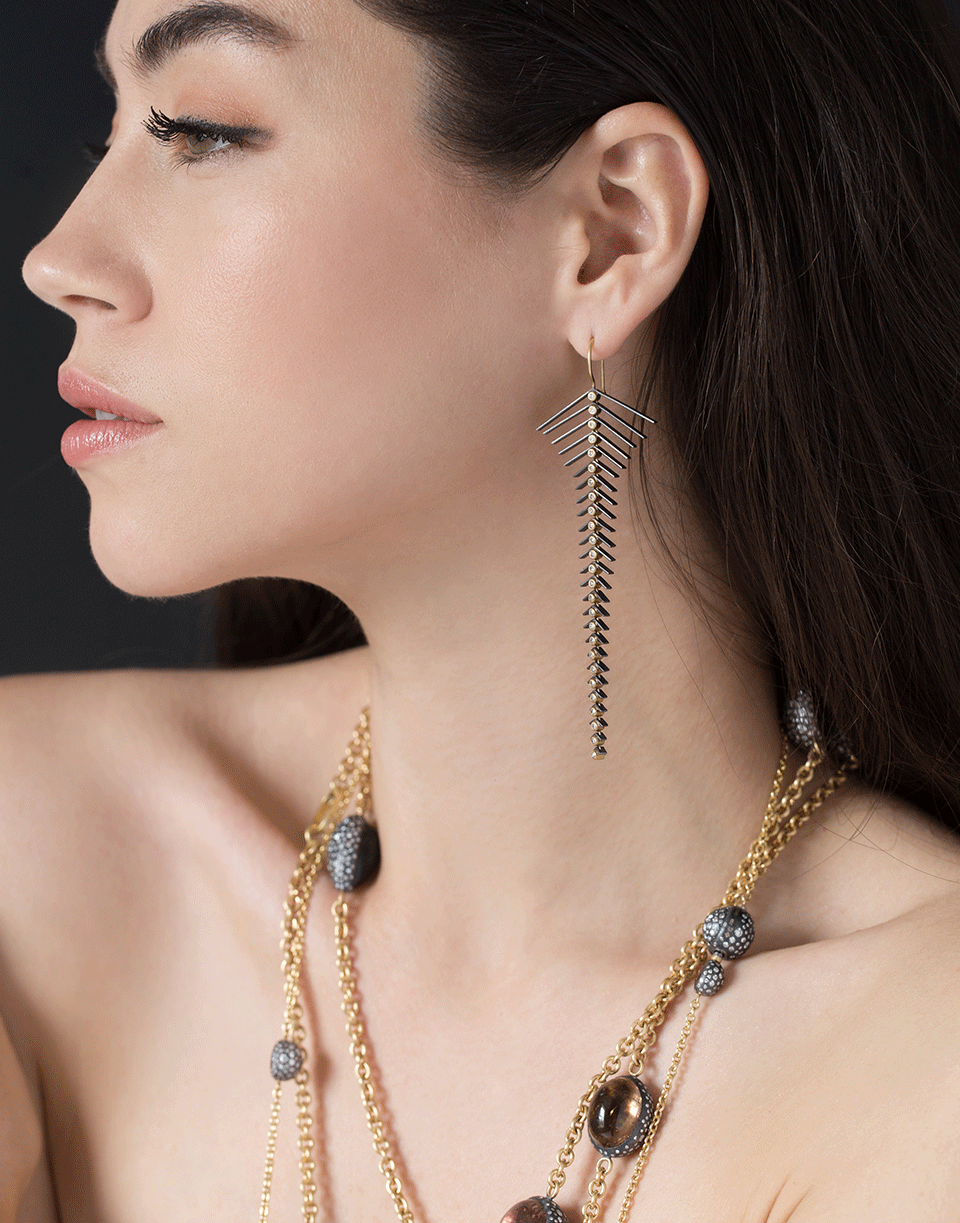 TODD REED-Yelllow Gold and Silver White Diamond Earrings-SILVER