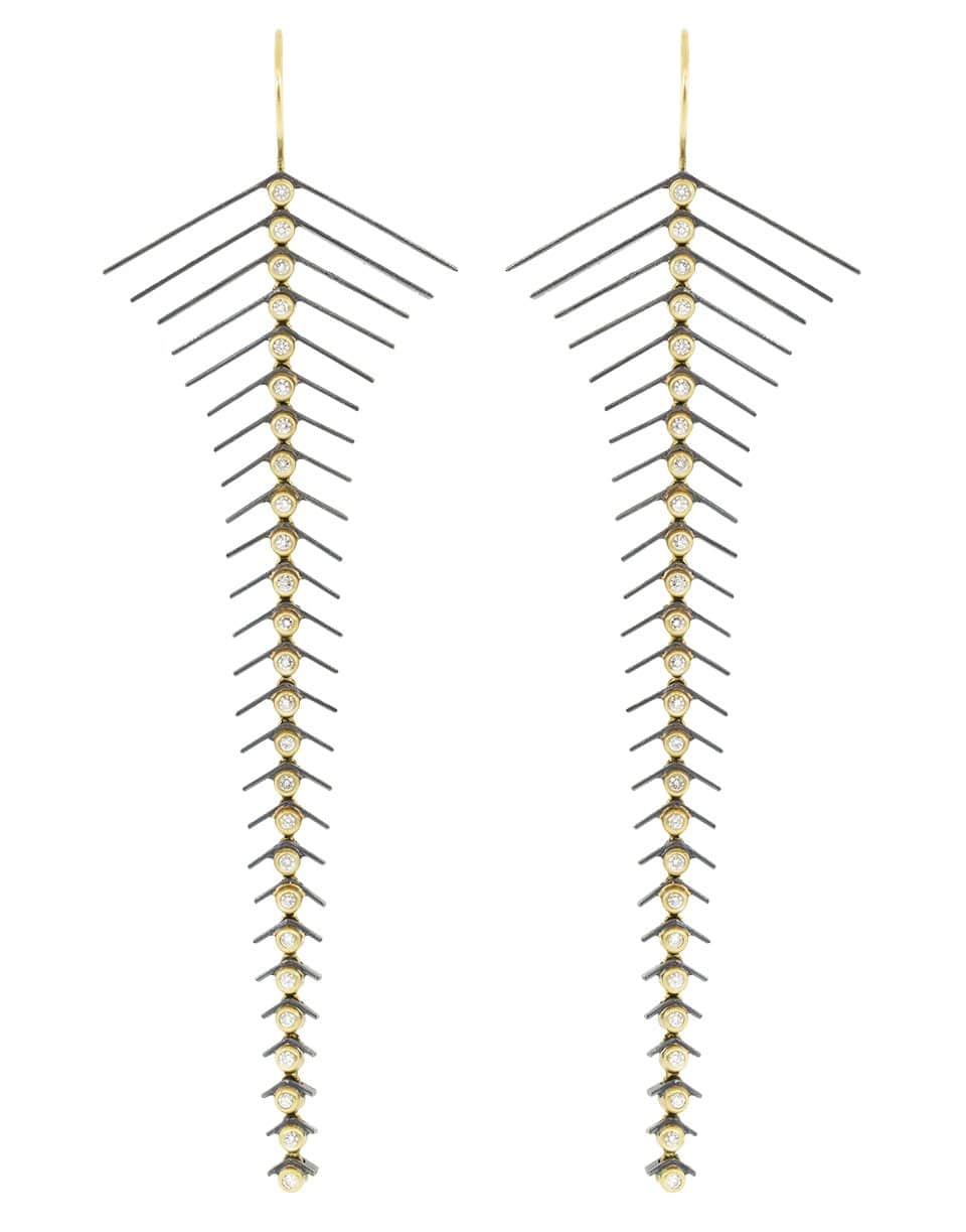 TODD REED-Yelllow Gold and Silver White Diamond Earrings-SILVER