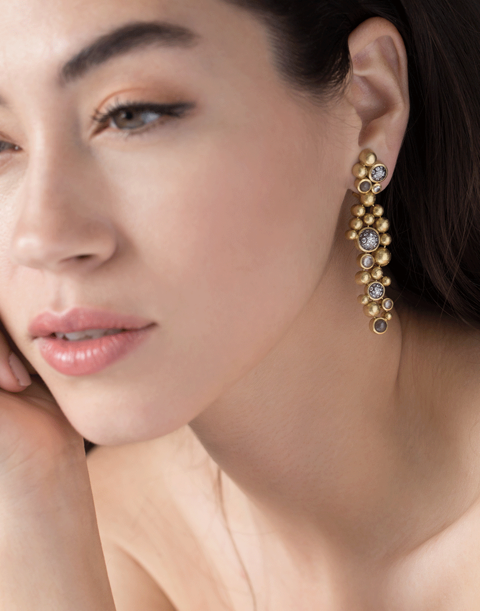 TODD REED-Cabochon Diamond Earrings-YELLOW GOLD