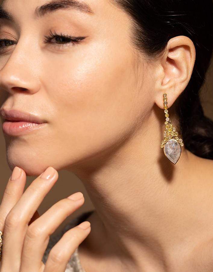 TODD REED-Fancy and Rose Cut Diamond Earrings-YELLOW GOLD