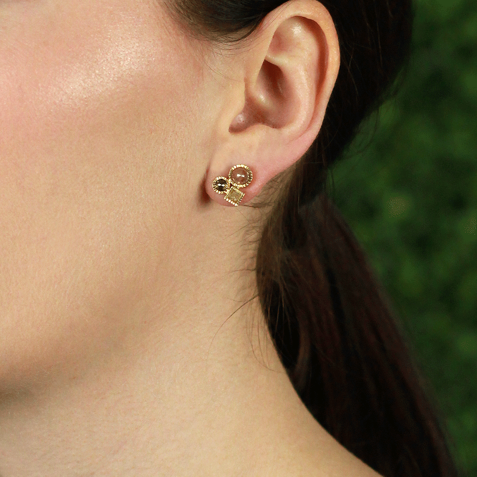 TODD REED-Raw Diamond Cluster Earrings-YELLOW GOLD