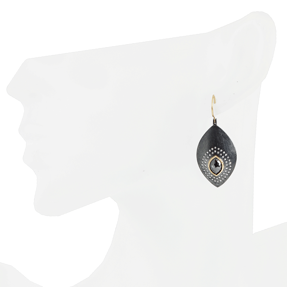TODD REED-Black Diamond Elipse Earrings-YLW GOLD