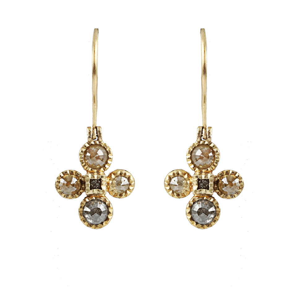 TODD REED-Cross Dangle Diamond Earrings-YLW GOLD