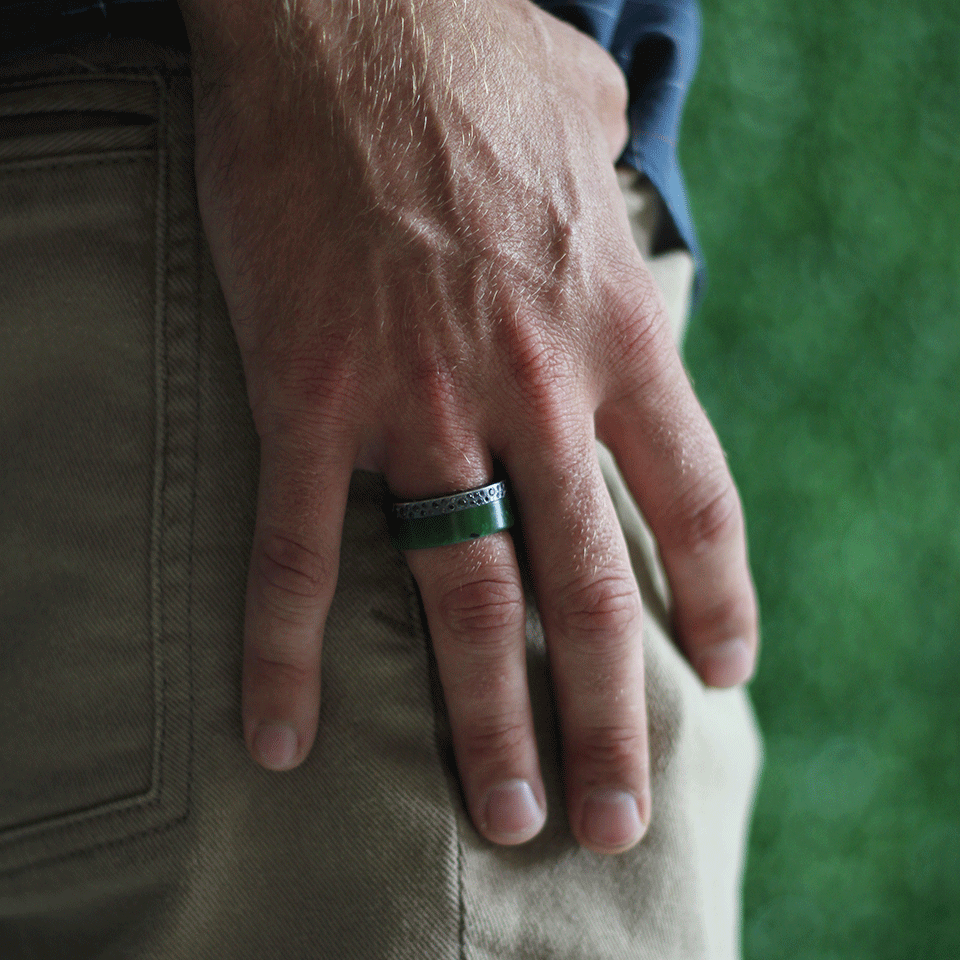 TODD REED-Green Jade Ring-SILVER