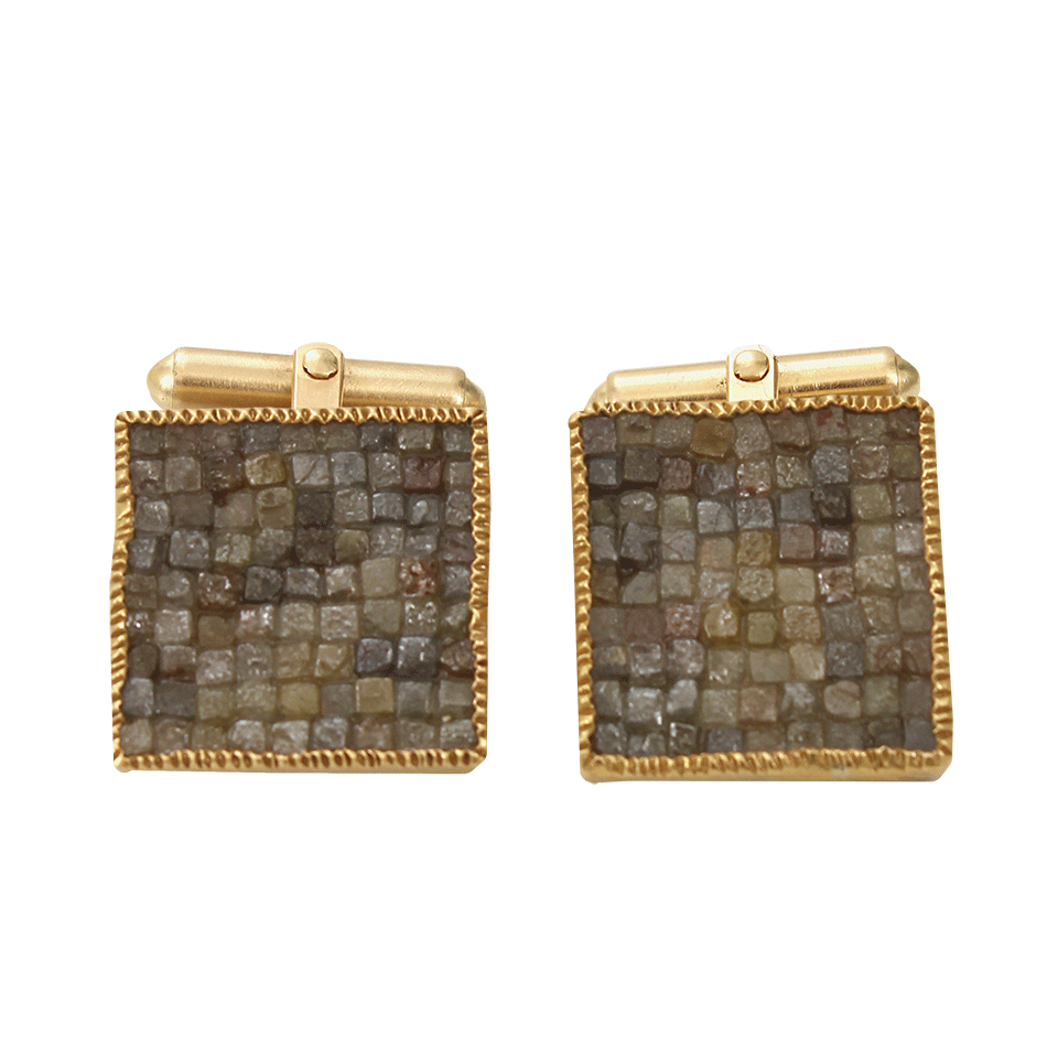 TODD REED-Raw Diamond Cube Cufflinks-YELLOW GOLD